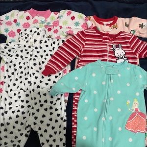 5 fleece sleepers 0-3 month
